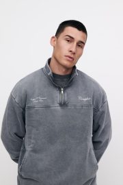 Pencrafted Half Zip Hoodie Vintage Grey - Image 5
