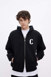 Monogram ZIP Hoodie Black - Image 5