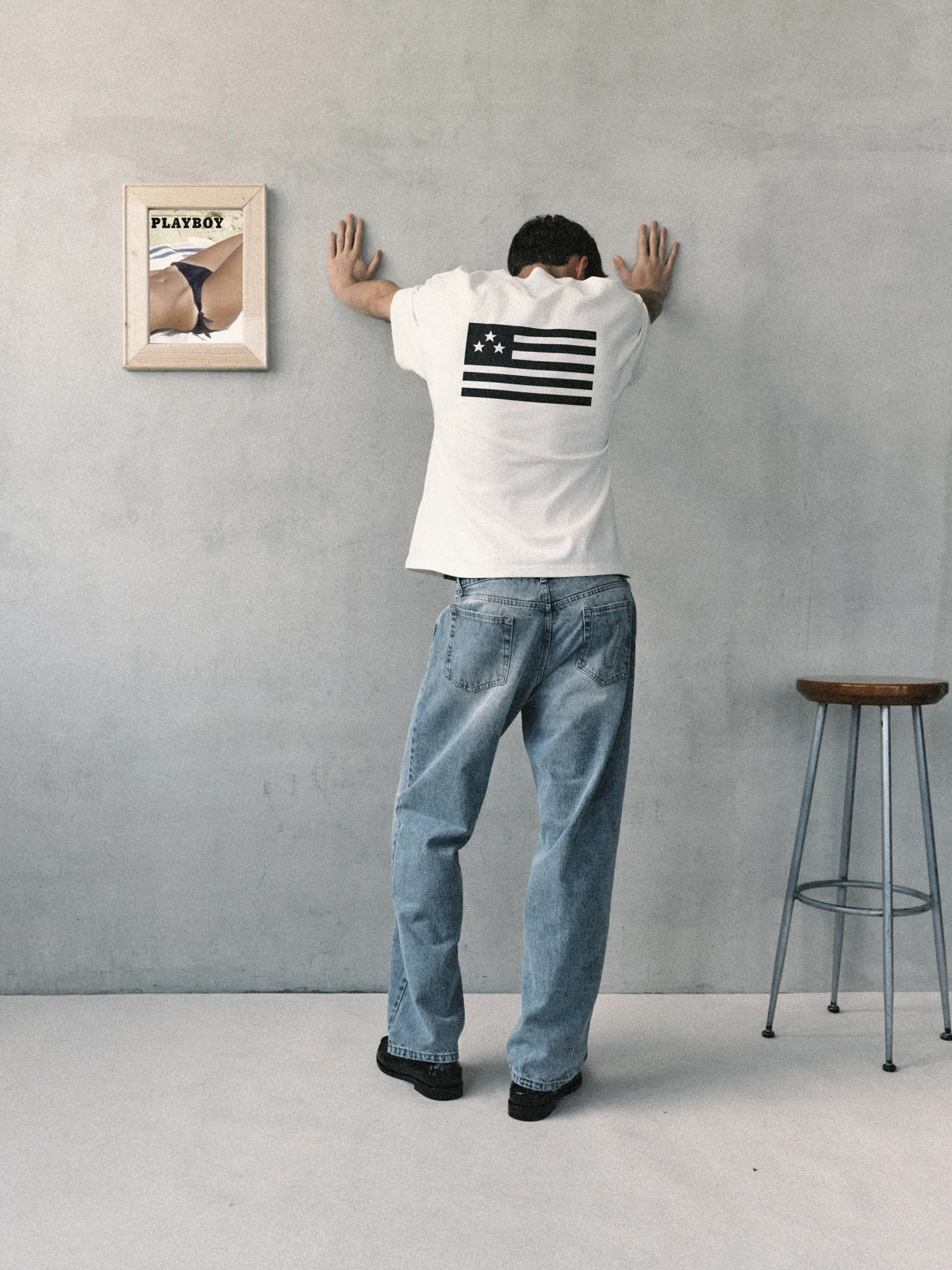 Complice graphic T-shirt and relaxed denim look